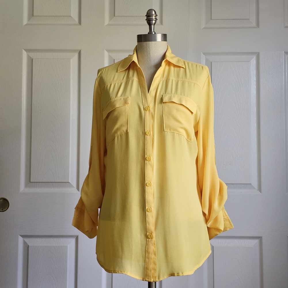 New York & Company Yellow Button-Down Shirt